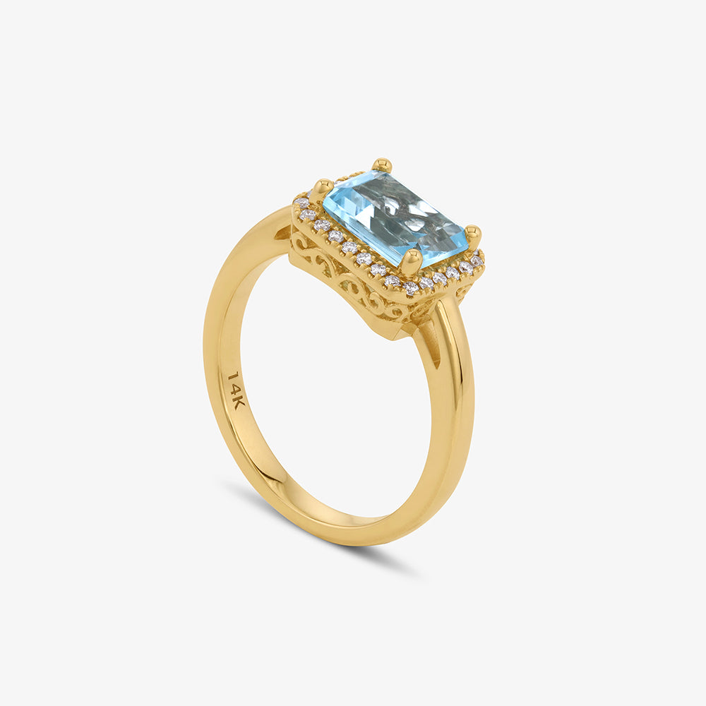 Blue Topaz East/West Ring