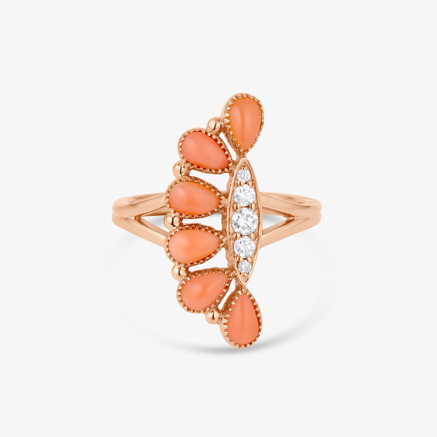 Tia Pink Coral Diamond Ring