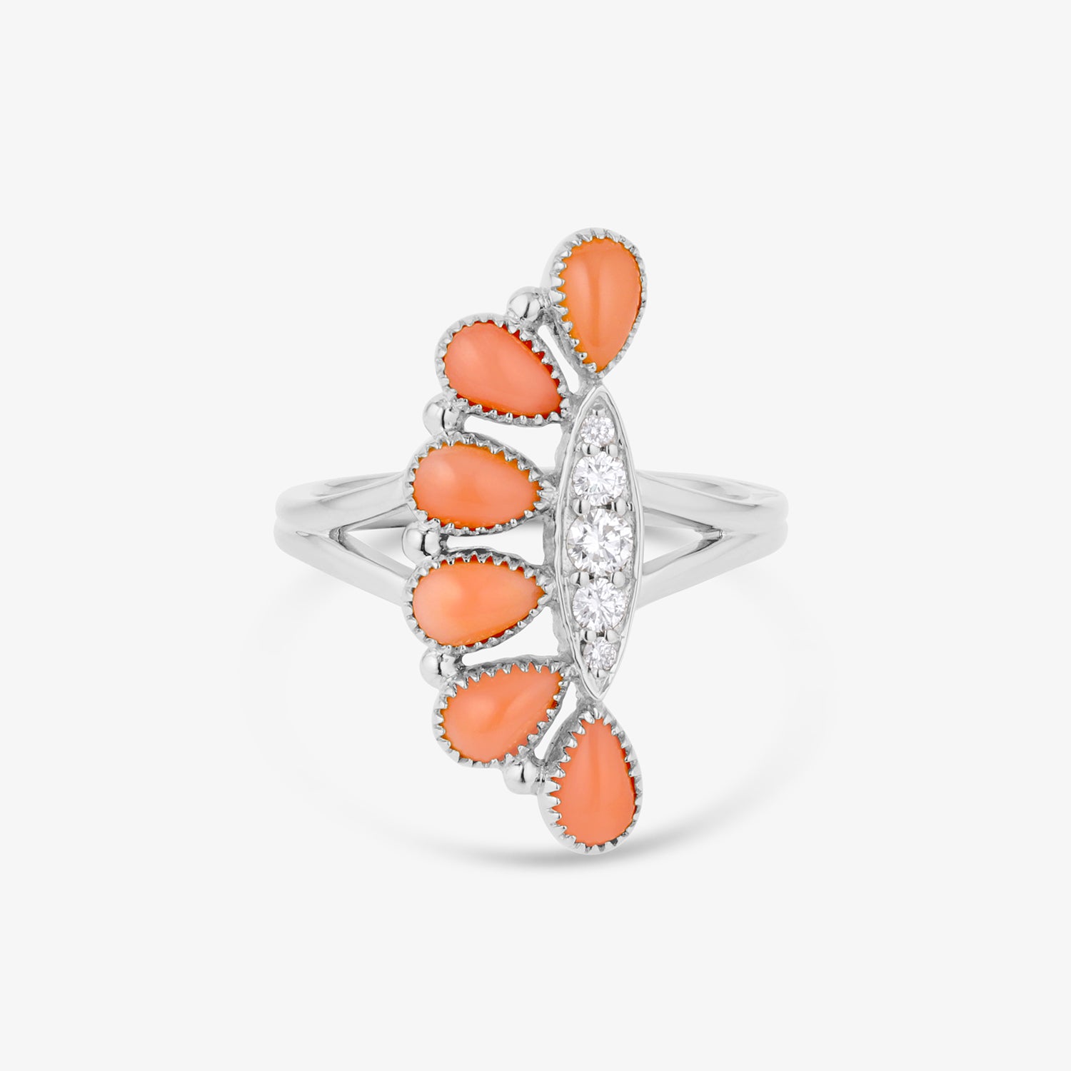 Tia Pink Coral Diamond Ring