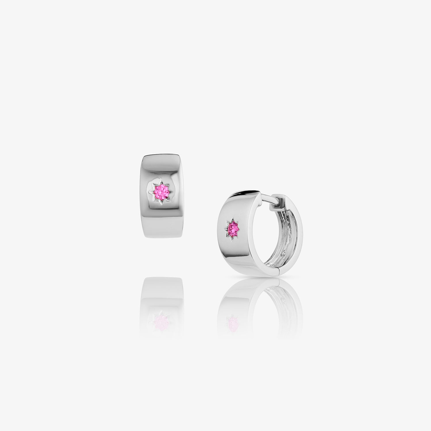 Single Star Pink Sapphire Huggies