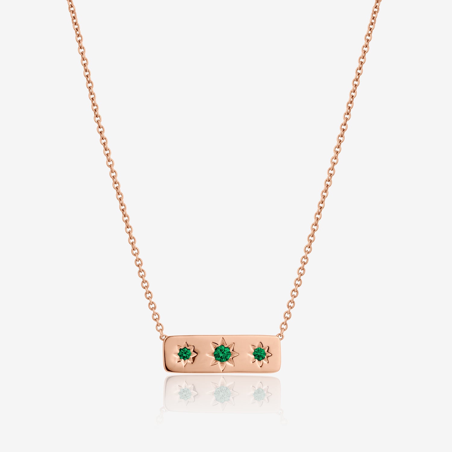 Triple Star Emerald Bar Necklace