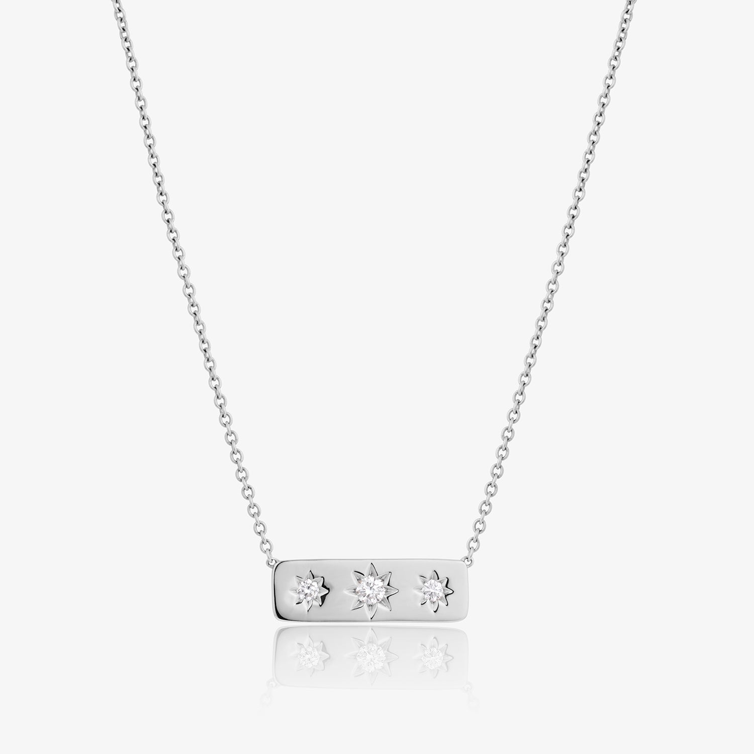 Triple Star Diamond Bar Necklace