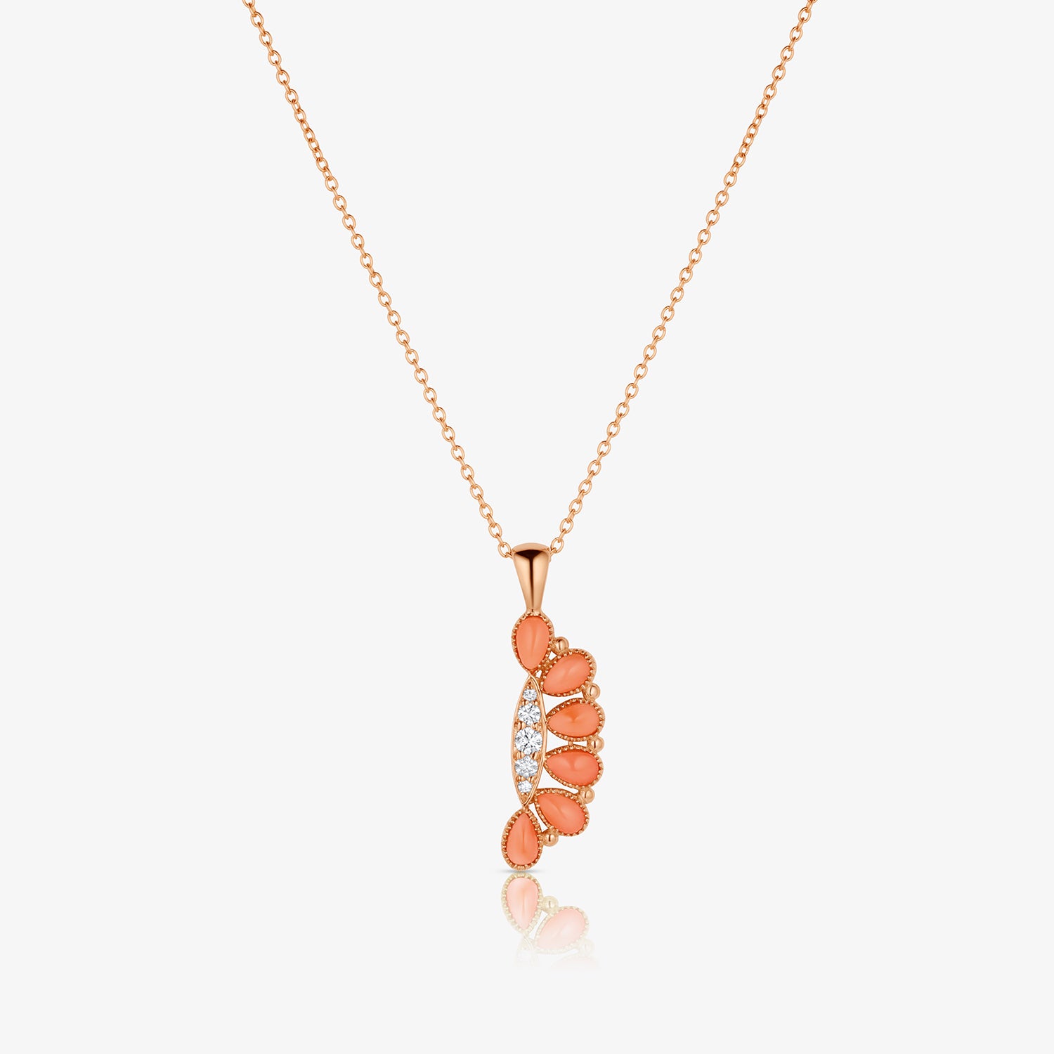 Tia Pink Coral Diamond Pendant Neckalce