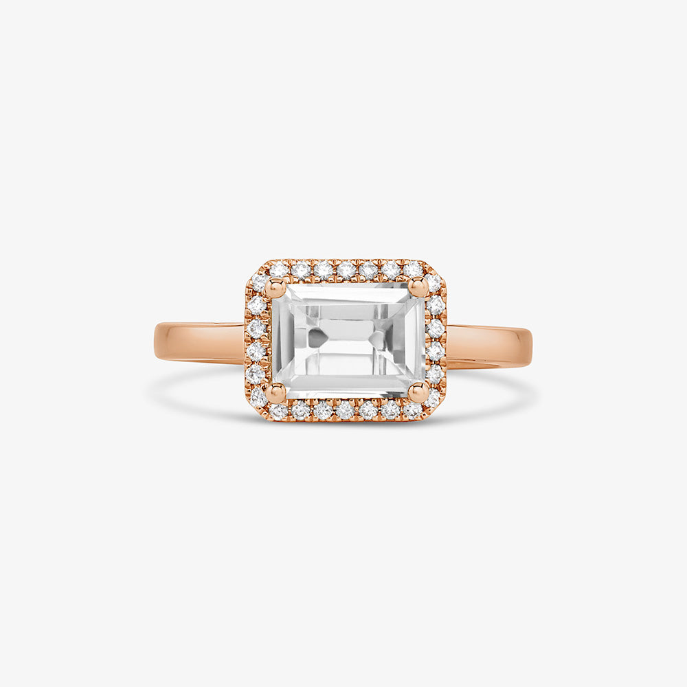 White Topaz East/West Ring