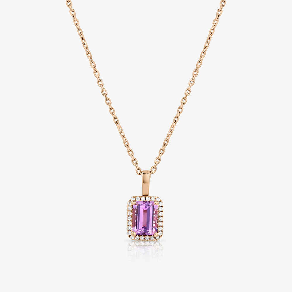 Emerald Cut Purple Amethyst Pendant