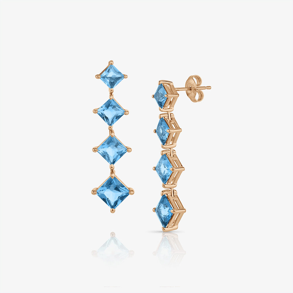 Blue Topaz Cascading Earrings